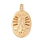 Brass Pendants With Clear Cubic Zirconia, Oval with Insect Charms, Cadmium Free & Nickel Free & Lead Free, Real 18K Gold Plated, 23x12.5x4mm, Hole: 3x1.6mm