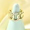Brass Micro Pave Cubic Zirconia Cuff Rings for Women, Cadmium Free & Lead Free, Oval, Real 18K Gold Plated, 13mm