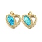 Valentine's Day Brass Micro Pave Cubic Zirconia with Synthetic Opal Pendants, with Jump Ring, Flat Round, Cadmium Free & Lead Free, Real 18K Gold Plated, 18.5x17.5x3mm