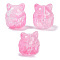 Transparent Spray Paint Glass Beads, Fox, Hot Pink, 15x14x13.5mm, Hole: 1.2mm