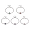 Natural Gemstone Round Link Bracelet, Macrame Pouch Bracelet, Stainless Steel Color, 7-1/4~7-3/8 inch(18.3~18.8cm)