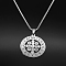 201 Stainless Steel Double Side Pendant Necklaces, Flat Round with Cssml Ndsmd Cross God Father/Saint Benedict, Stainless Steel Color, 19.88 inch(50.5cm)