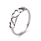 Non-Tarnish 201 Stainless Steel Hollow Heart Finger Ring for Women, Stainless Steel Color, US Size 6 1/2(16.9mm)