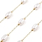 Ion Plating(IP) 304 Stainless Steel Paperclip Chains, Soldered, with ABS Imitation Pearl Beads, Oval, Real 18K Gold Plated, 9.5x6.5mm, about 16.40 Feet(5m)/Roll