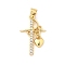 Brass Micro Pave Cubic Zirconia Pendants, Cadmium Free & Lead Free, Cross with Heart, Real 16K Gold Plated, 23x14.5x2mm, Hole: 4x5mm