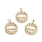 Brass Micro Pave Cubic Zirconia Pendants, Ring with Heart and Word MOM, For Mother's Day, Colorful, Golden, 25.5x23.5x2mm, Hole: 3.5x4.5mm