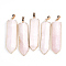 Natural Rose Quartz Big Pendants, with Brass Findings, Sword, Golden, 56~57x15~16x6.5~7.5mm, Hole: 7.5x4.5mm