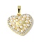 Brass Micro Pave Cubic Zirconia Pendants, Heart Charms, with ABS Imitation Pearl Beads, Rack Plating, Long-Lasting Plated, Real 18K Gold Plated, 18x19x5mm, Hole: 5x3mm