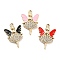 UV Plating Golden Alloy Enamel Pendants, with Rhinestone, Girl with Wings Charms, Mixed Color, 25.5x17x3mm, Hole: 1.8mm