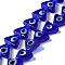 Evil Eye Handmade Lampwork Beads Strands, Triangle, Medium Blue, 10~12x13~13.5x3.5~4mm, Hole: 1.2mm, about 36pcs/strand, 16.42 inch(41.7cm)