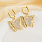 Fashionable Brass Clear Cubic Zirconia Butterfly Hoop Earrings, Golden, 39x24mm
