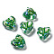 Handmade Lampwork Enamel Beads Strands, Hand Drawn Beads, Heart with Cactus, Green, 13.5x14x8~9mm, Hole: 1.2mm, about 30pcs/strand