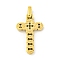 Ion Plating(IP) 304 Stainless Steel Pendants, with Jet Rhinestone, Cross Charm, Golden, 28x18x3mm, Hole: 4x5mm