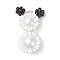 Glass Seed Beaded Snowman Pendants, with 304 Stainless Steel Jump Ring & Glass Pearl Round Beads, Silver, 28x19x10mm, Hole: 2.5mm