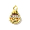 Brass Micro Pave Cubic Zirconia Charms, Cadmium Free & Nickel Free & Lead Free, Real 18K Gold Plated, Lock Charms, Colorful, 9x7x1.5mm, Hole: 3mm