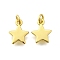 Brass Pendants, Star Charms, Rack Plating, Lasting Plated, Cadmium Free & Lead Free, with Jump Ring, Real 18K Gold Plated, 9.5x7.5x1.5mm, Hole: 2mm