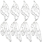 12Pcs 2 Style 201 Stainless Steel Pendants, Laser Cut, Wing, Stainless Steel Color, 45~49x20~20.5x1mm, Hole: 1.5~1.6mm, 6pcs/style