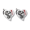 304 Stainless Steel Enamel Pendants, Heart with Human Charm, Black, 17.5x14.5x1.5mm, Hole: 1mm