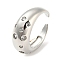 Brass Micro Pave Cubic Zirconia Open Cuff Ring, Cadmium Free & Lead Free, Platinum, US Size 8 1/2(18.5mm)