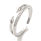 Brass Micro Pave Cubic Zirconia Rings for Women, Long-Lasting Plated, Arrow, Platinum, Adjustable