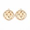 Brass Pendants, Nickel Free, Flat Round with Heart, Real 18K Gold Plated, 22x19.5x2.5mm, Hole: 1.5mm