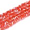 Electroplate Opaque Glass Beads Strands, Triangle, AB Color Plated, Faceted, Tomato, 3~3.5x4~4.5x4~4.5mm, Hole: 0.8mm, about 121~131pcs/strand, 14.37~15.35 inch(36.5~39cm)
