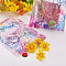 Rectangle Printed Organza Drawstring Bags, Colorful Coral Pattern, Pearl Pink, 12x9cm