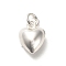 925 Sterling Silver Pendants, Puffed Heart Charms with Jump Rings, Silver, 10x8x5mm, Hole: 3mm