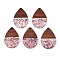 Epoxy Resin & Walnut Wood Pendants, with Paillette/Sequin, Teardrop, Old Rose, 36x24.5x3.5mm, Hole: 2mm