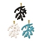 Rack Plating Brass Enamel Pendants, Long-Lasting Plated, Cadmium Free & Lead Free, Real 18K Gold Plated, Coral Shape, Mixed Color, 36x28.5x2.5mm, Hole: 6x3.5mm
