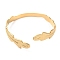 304 Stainless Steel Feather Shape Cuff Bangles, Golden, Inner Diameter: 2-1/4 inch(5.65cm)