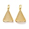 Brass Pendants, Triangle Shape, Cadmium Free & Lead Free, Rack Plating, Long-Lasting Plated, with Jump Ring, Real 18K Gold Plated, 37x23.5x10mm, Hole: 10.5x7mm