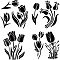 4Pcs 4 Styles PET Waterproof Self-adhesive Car Stickers, Reflective Decals for Car, Motorcycle Decoration, Tulip, 200x200mm, 1pc/style