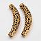 Tibetan Style Alloy Hollow Beads, Curved Tube Noodle Beads, Curved Tube, Cadmium Free & Nickel Free & Lead Free, Antique Golden,  64x12x9.5mm, Hole: 5.5mm