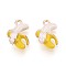 Brass Enamel Charms, Imitation Fruit, Light Gold, Banana Charm, Gold, 12.5x9x5.5mm, Hole: 1mm
