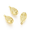 Autumn Theme Brass Pendants, Corn, Golden, 19.2x10x6.4mm, Hole: 1mm