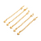 Brass Chain Extender, with Curb Chains and Lobster Claw Clasps, Long-Lasting Plated, Star, Real 14K Gold Plated, 73x3mm, Hole: 3mm