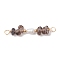 Natural Ice Obsidian Chip & Natural Cultured Freshwater Pearl Rice Beaded Connector Charms, with Brass Double Loops, Golden, 33.5~38x5.5~8.5x4.5~5.5mm, Hole: 2.5mm