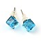 Shiny Glass Rhinestone Stud Earrings, with Platinum Brass Ear Stud Components, Aquamarine, 9x7mm, Pin: 0.7mm