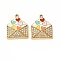 304 Stainless Steel Rhinestone Pendants, Enamel Style, Envelope with Heart, Ion Plating(IP), Colorful, 22x18x3.5mm, Hole: 1.2mm