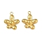 304 Stainless Steel Pendants, Ion Plating(IP), Flower Charm, Real 18K Gold Plated, 16.5x14x3.5mm, Hole: 1.8mm