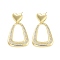 Rack Plating Brass Micro Pave Cubic Zirconia Studs Earrings, Dangle Earrings for Women, Long-Lasting Plated, Lead Free & Cadmium Free, Real 18K Gold Plated, Trapezoid, 40x24mm