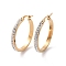 304 Stainless Steel Hoop Earrings, with Polymer Clay and Rhinestone, Ring, Golden, Crystal, 30x29x3.5mm