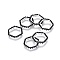 MIYUKI & TOHO Handmade Japanese Seed Beads, with 304 Stainless Steel Link Rings, Loom Pattern, Hexagon, Silver, Black, 15~15.5x16x1.8~2mm