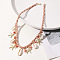 Summer Beach Natural Cowrie Shell & Glass & Alloy Starfish Pendant Double Layered Neckalces for Women, Golden, Pink, 11.81~25.59 inch(11~65cm)