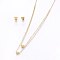 304 Stainless Steel Jewelry Sets, Stud Earrings and Pendant Tiered Necklaces, Heart, Golden, Necklace: 18.1 inch(46cm), 1.5mm, Stud Earrings: 7x8x1.2mm, Pin: 0.8mm