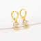Brass Micro Pave Clear Cubic Zirconia Hoop Earrings, Golden, Letter S, 25x8mm