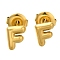 304 Stainless Steel Stud Earrings, Real 14K Gold Plated, Letter F, 7.5x6mm