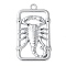 Alloy Pendants, Rectangle with Scorpion Charms, Platinum, 49x28x3mm, Hole: 3mm