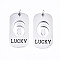 Non-Tarnish 201 Stainless Steel Pendants, Laser Cut, with Jump Rings, Rectangle with Number and Word LUCKY, Stainless Steel Color, Num.6, 35x17x1.5mm, Jump Ring: 6x1mm, Inner Diameter: 4mm